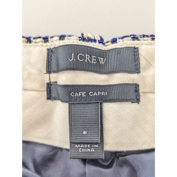 J. Crew Cafe Capri Dress Pants Mid Rise Straight Leg Metallic Tweed Size 6 Blue - Picture 3 of 8